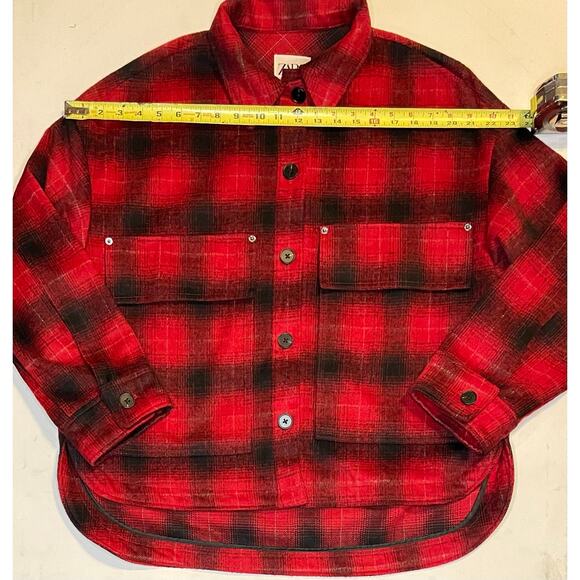 ZARA Shacket Women Sz L Red Black Plaid Wool Blend Oversized Button Jacket NWOT - Picture 4 of 11